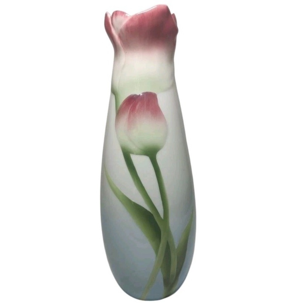 Franz Porcelain Tulip‎ Vase Pyramid Vase Collection Hand Painted 1960s XP1815